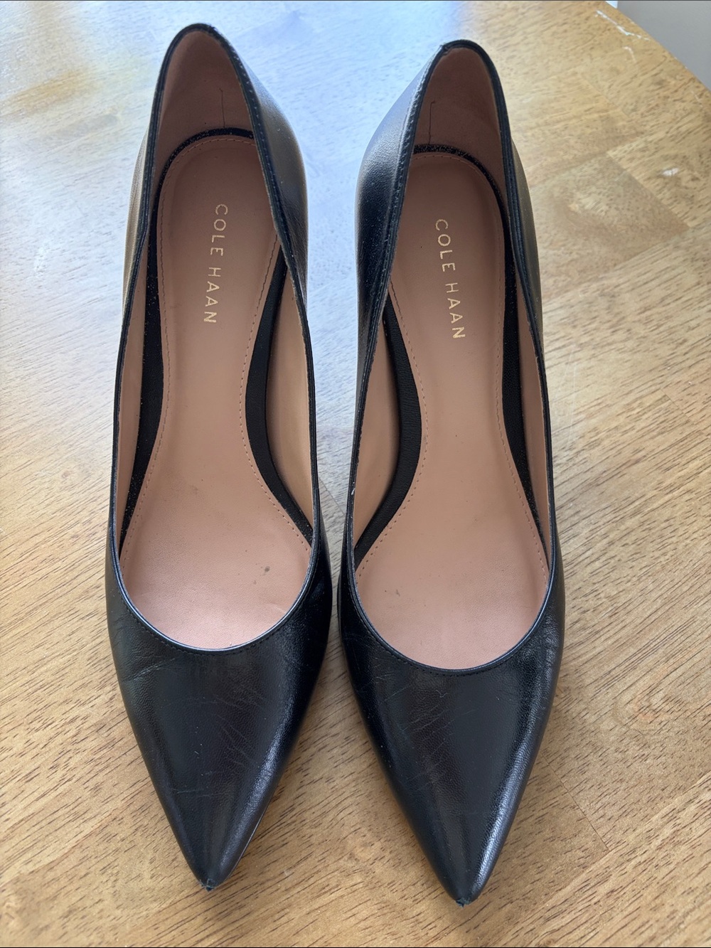 Cole Haan Black Pointed-Toe Leather Pumps